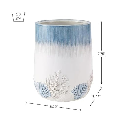 Avanti Linens - Wastebasket, Decorative Trash Can, Guest Bathroom Essentials, Coastal Inspired Home Decor (Abstract Coastal Collection)