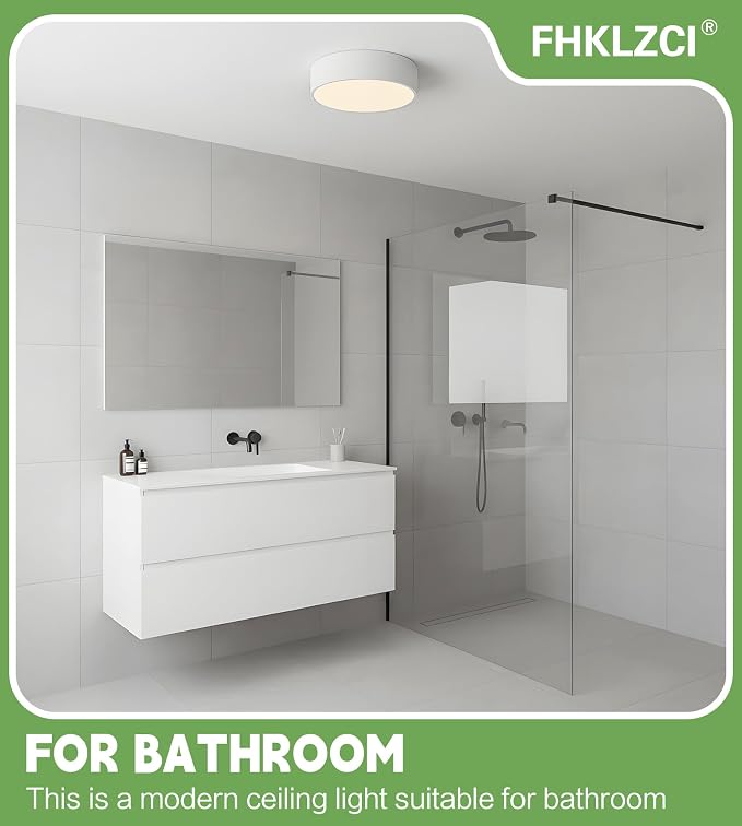 Modern LED Round Flush Mount Ceiling Light Fixture,White,11.81 inch | Dimmable,24Watts,Bright Adjustment,5CCT 3000K/3500K/4000K/5000K/6000K,Matte,Metal,for Kitchen,Bedroom,Bathroom,Hallway,Closet