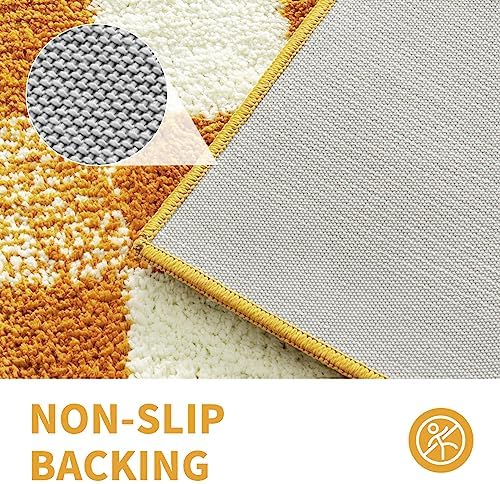 CozeCube Harvest Gold Checkered Bath Mat 24"x16" Non Slip Washable Rug