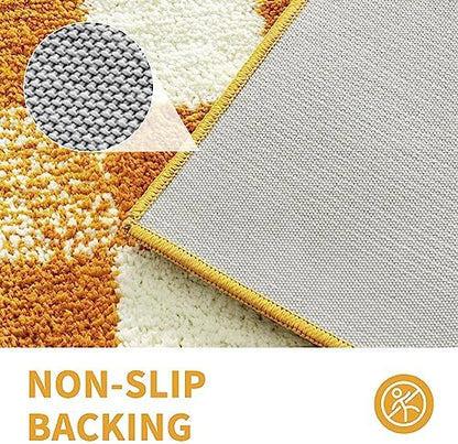 CozeCube Harvest Gold Checkered Bath Mat 24"x16" Non Slip Washable Rug