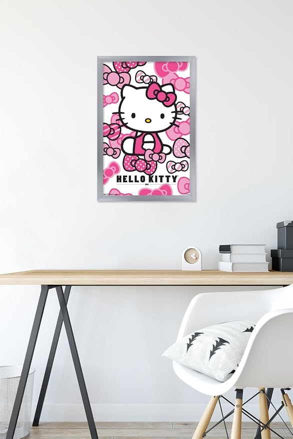 Trends International Hello Kitty: 16 Core - Bows Wall Poster, 22.4L x 14.7W, Silver Framed Version
