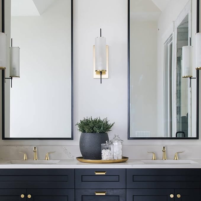 WOWOW Widespread Bathroom Faucet Brushed Gold Bathroom Sink Faucet 3 Hole Vanity Faucet 2 Handle Basin Faucets 8 Inch Mixer Tap with Pop Up Drain and Supply Hose