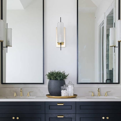 WOWOW Widespread Bathroom Faucet Brushed Gold Bathroom Sink Faucet 3 Hole Vanity Faucet 2 Handle Basin Faucets 8 Inch Mixer Tap with Pop Up Drain and Supply Hose