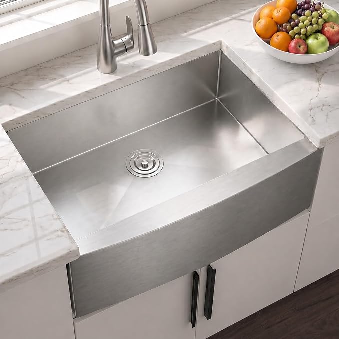 Comllen 33 Inch Farmhouse Sink, Stainless Steel Single Bowl Farm Sinks 16 Gauge 9 Inch Deep, Handmade Undermount 33 Farm Apron Front Kitchen Sink
