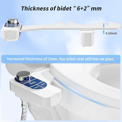 SAMODRA Non-Electric Bidet - Self Cleaning Dual Nozzle (Frontal and Rear Wash) Fresh Water Bidet Toilet Seat Attachment with Independent Adjustable Water Pressure (Ocean Blue)