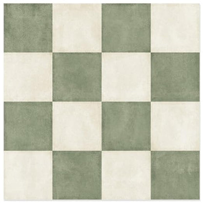 Peel and Stick Floor Tile, Checkered Vinyl Flooring Waterproof, Snap-Proof DIY Flooring Tiles for Bathroom, Kitchen, Fireplace, Wall, Backsplash, No Residue, 20 Tiles-7.87" Thin Version, Green