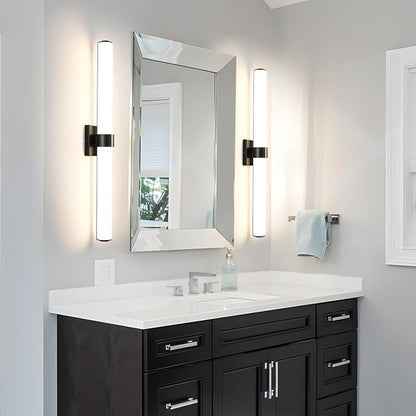 Black Bathroom Vanity Light Fixtures, 31 inch Modern Bathroom Light Fixtures Over Mirror Sconce Lighting 28W 3000K LED Dimmable Vanity Light Bar for Mirror Bedroom Living Room