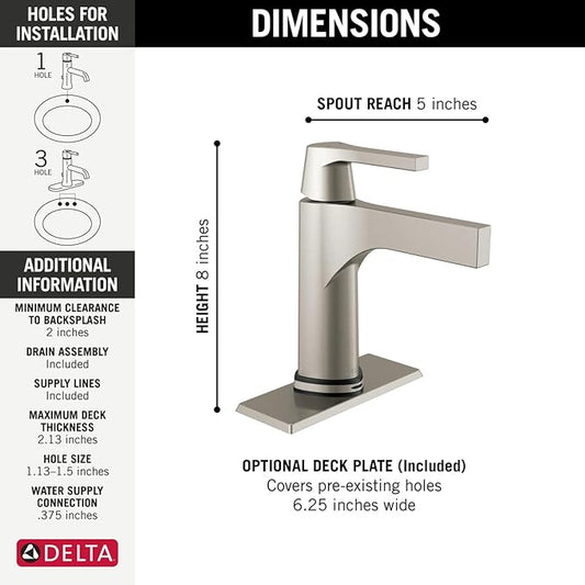 DELTA FAUCET 574T-CZ-DST Handle Bathroom Faucet with Touch2O.xt Technology Single Hole, Touchless, Champagne Bronze