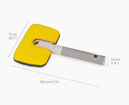 Joseph Joseph CleanTech 2-in-1 Bathroom Tub Shower Cleaning Scrubber with Microfiber pad and Abrasive Scouring Pads