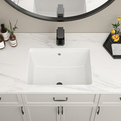 Undermount Bathroom Sink 20''x14'' White Rectangle Bathroom Sink Porcelain Ceramic Sink Vanity Basin Lavatory Sink Vessel Sink