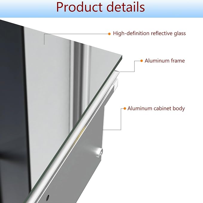 24x24 inch Medicine Cabinet Mirror with Storage, Aluminum Surface Mount or Recessed Medicine Cabinet with Adjustable Shelves for Bathroom Bedroom