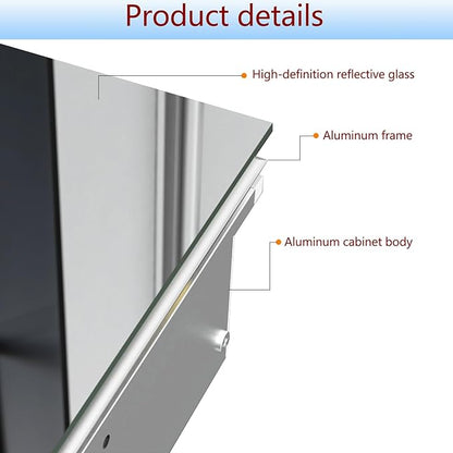 24x24 inch Medicine Cabinet Mirror with Storage, Aluminum Surface Mount or Recessed Medicine Cabinet with Adjustable Shelves for Bathroom Bedroom