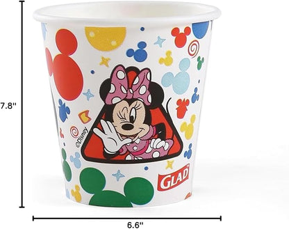 Glad for Kids Disney Mickey & Friends Disposable Mini Paper Cups - Colorful Heavy Duty, Soak Proof, Bathroom Mouse Rinse Cups for Kids, 3 Ounce, 20 Count - 12 Pack