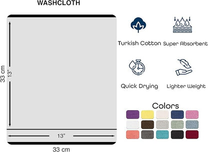 Hawmam Linen Luxury Cotton Washcloths 13x13 Inch - Large Hotel Spa Bathroom Face Towel | 12 Pack | Royal Blue