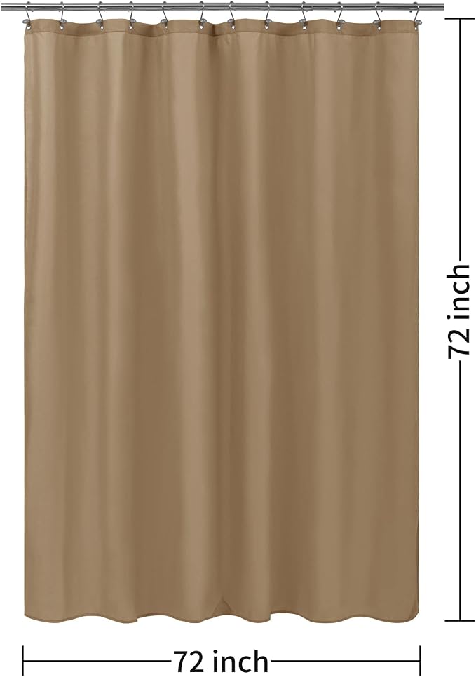 ALYVIA SPRING Waterproof Fabric Shower Curtain or Liner Coffee Brown, 72x72 | 3 Magnets, Soft Cloth & Hotel Quality, Machine Washable, Light-Weight, Standard Size