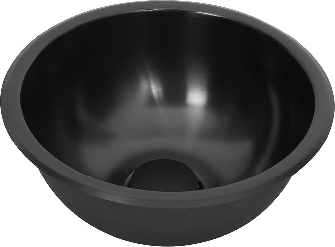LQS 13 x 13 Inch Round RV Sink, Black Bar Sink, Stainless Steel Drop-In | Small RV Sink For Camper Kitchens Or Bathrooms; Compact RV Bathroom Sink With 5.31-Inch Bowl And Drain Assembly Included