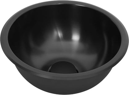 LQS 13 x 13 Inch Round RV Sink, Black Bar Sink, Stainless Steel Drop-In | Small RV Sink For Camper Kitchens Or Bathrooms; Compact RV Bathroom Sink With 5.31-Inch Bowl And Drain Assembly Included