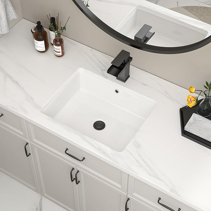 Undermount Bathroom Sink 20''x16'' White Rectangle Bathroom Sink Porcelain Ceramic Sink Vanity Basin Lavatory Sink Vessel Sink
