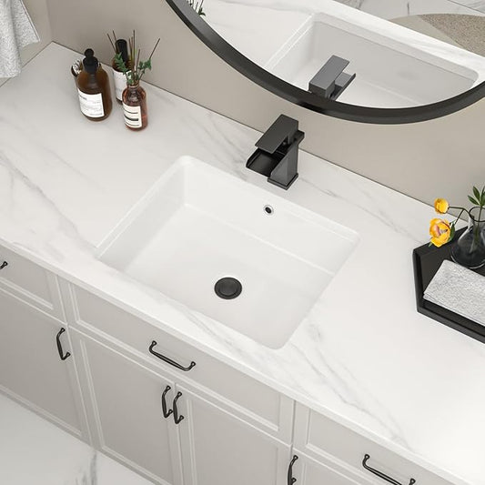 Undermount Bathroom Sink 20''x16'' White Rectangle Bathroom Sink Porcelain Ceramic Sink Vanity Basin Lavatory Sink Vessel Sink