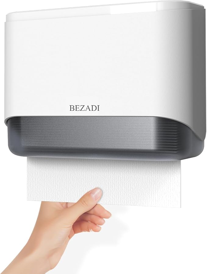 Paper Towel Dispenser,Large Capacity Wall Mount Tissue Dispensers with Smart Lock, Used for Kitchen and Bathroom 200+ Sheets White Toilet Paper Holders