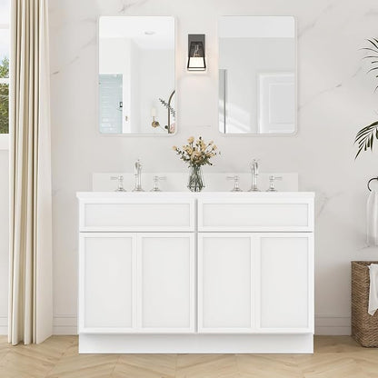 48 Inch Bathroom Vanity Base Only, Double Vanity Cabinet with Soft Closing Door, 2ea 24 inch Cabinet, Without Top,White