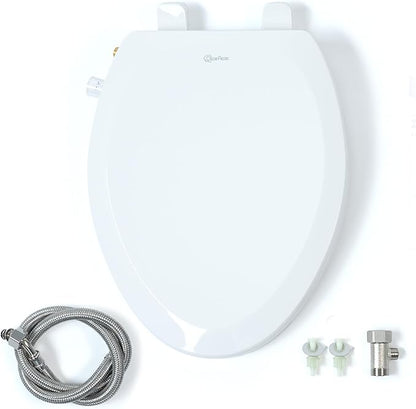 CLEAR REAR Elongated Bidet Toilet Seat – Non Electric Attachment for Toilets, Easy to Install Self Cleaning, Rear & Feminine Wash Nozzles, Adjustable Water Sprayer, Eco Friendly Hygienic Upgrade