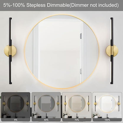 Modern Bathroom Light Fixtures Over Mirror 24 Inch, 18W 360° Rotatable Dimmable 4000K Led Vanity Light Bar, Black and Gold Bathroom Vanity Lights Above Mirror, Led Bathroom Lighting