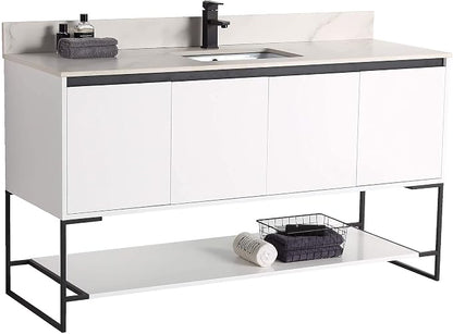 60 Inch Bathroom Vanity with Sink - Modern Knob Free Design, Elegant Space-Saving Solution for Your Bathroom - Durable, Bathroom Vanities for a Contemporary Look - Urbania Collection
