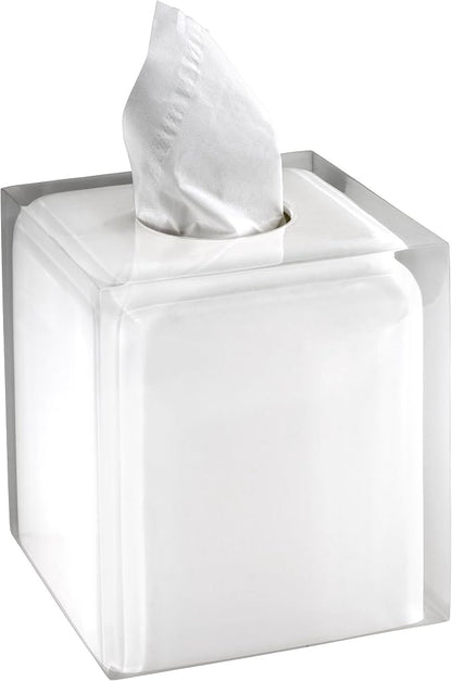 Izod - Tissue Box Cover, Durable Resin Countertop Accessories, Dorm Room Essentials, Modern Home Decor (Marina Collection, White)
