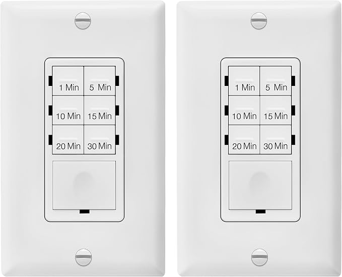 Broan-NuTone BHFLED80 PowerHeat Bathroom Exhaust Fan, Heater, and LED Light Combination, 80 CFM & ENERLITES Countdown Timer Switch for bathroom fans and household lights