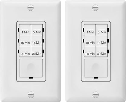 Broan-NuTone BHFLED80 PowerHeat Bathroom Exhaust Fan, Heater, and LED Light Combination, 80 CFM & ENERLITES Countdown Timer Switch for bathroom fans and household lights