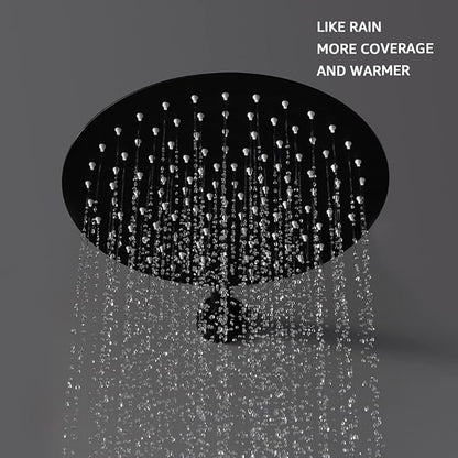 TIPOK Matte Black Shower System with 8 Inch Round Shower Head and Handheld, Rainfall Shower Faucets Sets Complete, Black Shower Head System Wall Mounted Matte Black Shower Set for Bathroom