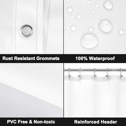 Barossa Design Super Long Frosted Shower Curtain Liner 72" Wide x 108" Height - Extra Long Plastic Bath Curtain with Metal Grommets for Bathroom - Frost, 72x108