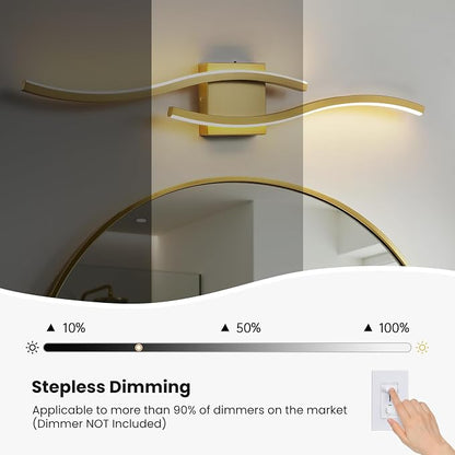 Gold LED Bathroom Vanity Lights: 31.5 Inch 20W Bathroom Lighting Fixtures Over Mirror 5CCT Dimmable 2700-5000K Vanity Lights Modern Bath Sconces Wall Light for Mirror Cabinets Bedroom Living Room