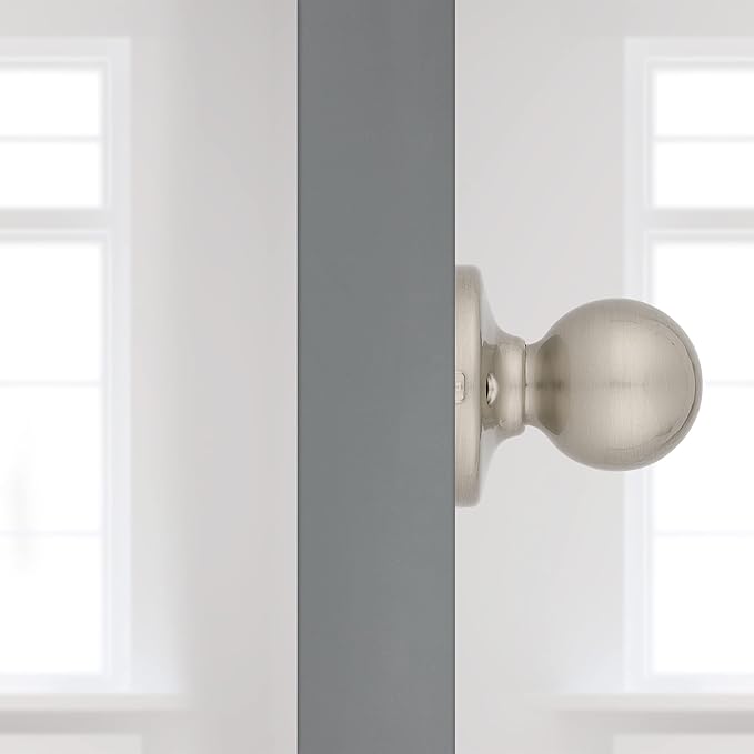 Kwikset Polo Dummy Door Knob, Single Sided Handle for Closets, French Double Doors, and Pantry, Satin Nickel Non-Turning Interior Push/Pull Door Knob, with Microban Protection