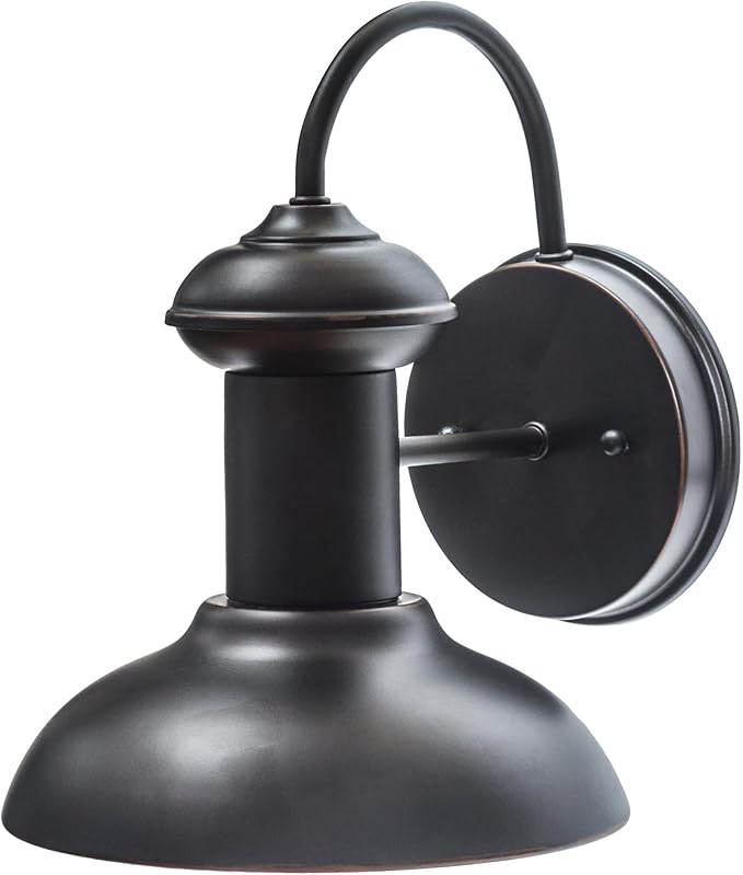 Globe Electric 40190 1-Light Indoor/Outdoor Wall Sconce, Oil Rubbed Bronze, Wall Lighting, Wall Lamp Dimmable, Kitchen Sconces Wall Lighting, Porch Light, Patio Décor, Bulb Not Included