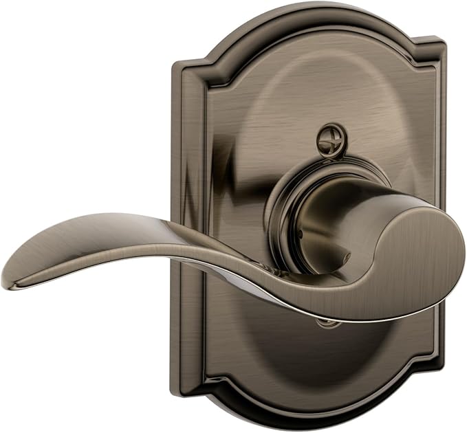 SCHLAGE Accent Lever with Camelot Trim Non-Turning Lock in Antique Pewter - Left Handed