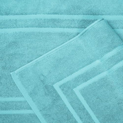 Feather & Stitch 2 Piece Towel Like Bath Mats (30x21 Inch) 100% Cotton Terry Bath Mats, Bathroom Shower Floor Mats [NOT A Bathroom Rug], Soft Absorbent Washable Mats - Aqua
