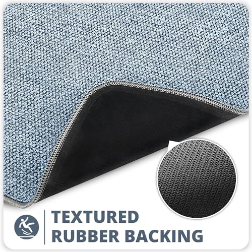 Bosap Bath Mat,Ultra Thin Bathroom Runner Rugs,Large Bath Mats for Bathroom,Quick Dry,Non-Slip,Machine Washable,Low Pile,Bath Rug,Shower Outside,Sink,Home Decor Accessories.Blue,3'x6'(36x72inch)