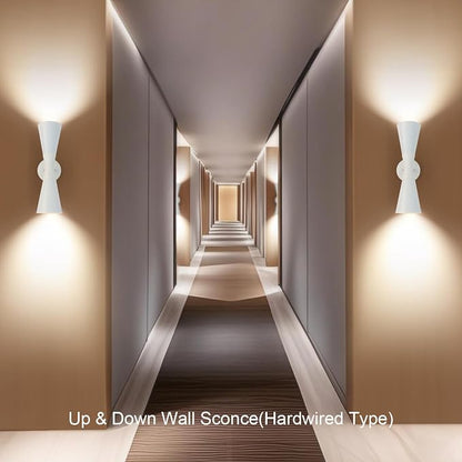 Modern Indoor Wall Sconce Up and Down White Wall Sconce Mid Century Indoor Wall Light Fixture Hardwired Wall Mounted Lamp for Living Room Bathroom Bedroom Hallway 15 Inch