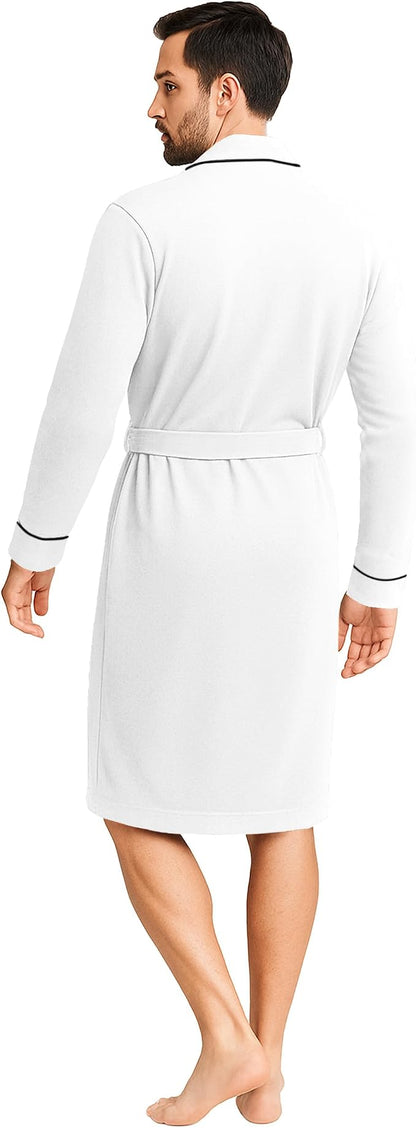 Cotton Blend Lightweight Knit Robe for Men Soft Loungewear Bathrobe