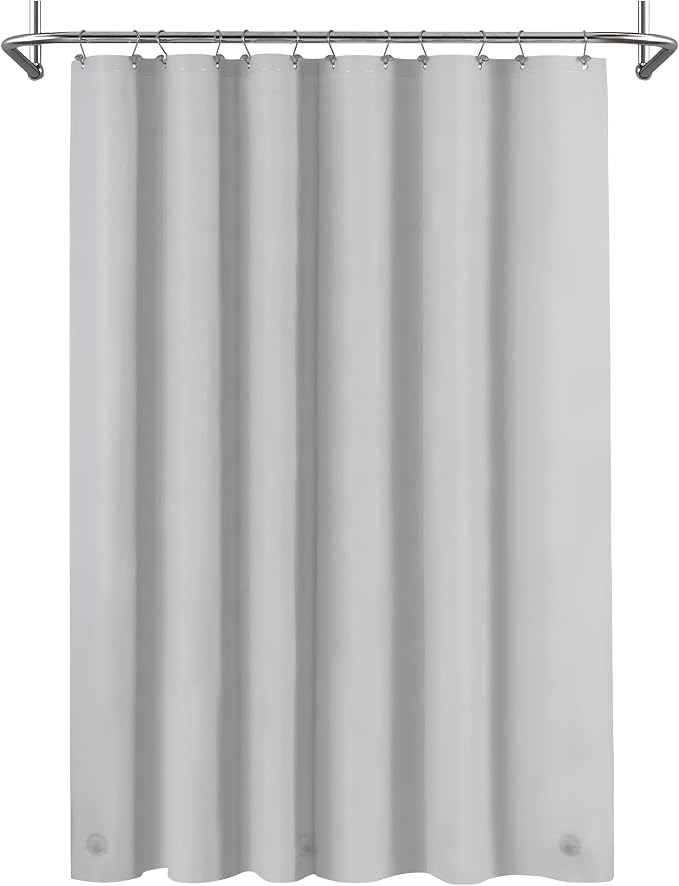 Mrs Awesome Grey Shower Curtain Liner with 3 Magnets, 72x72, Light Gray | 12 Rustproof Grommets, Premium Plastic Shower Curtain for Bathroom Lightweight & Waterproof,72W x 72H