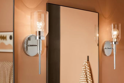 Kichler Madden 1-Light Wall Sconce with Clear Glass in Chrome, Sloped Ceiling Compatible, for Bathroom or Hallway (14.75" x 5"), 55183CH