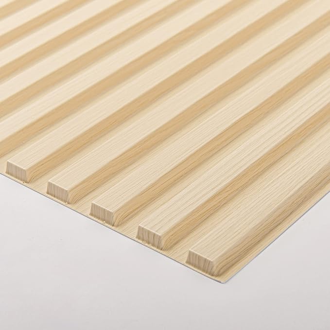 Art3d 3D Fluted Textured Slat Wall Panels, 19.7 x 19.7 in, 12-Pack, Oak | PVC, Waterproof, Scratch Proof, Wipeable, Break-Proof, Ideal for Home, Office and Commercial Spaces