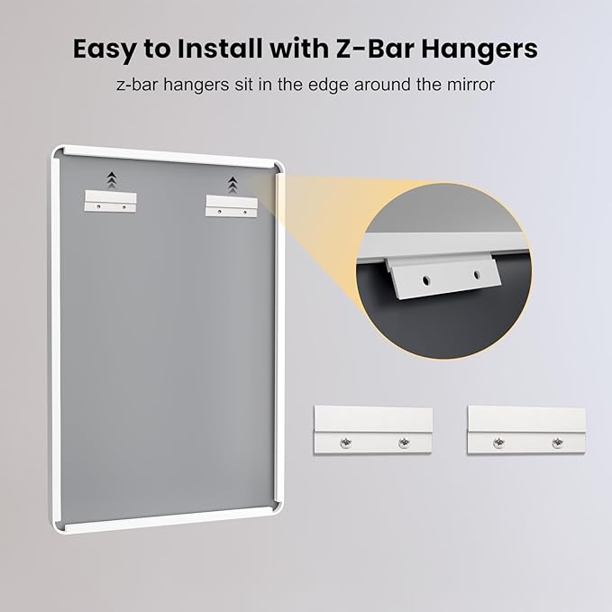LOAAO White Metal Framed Bathroom Mirror, 30x36 Inch | Rounded Rectangle, Anti-Rust, Tempered Glass, Hangs Horizontally or Vertically