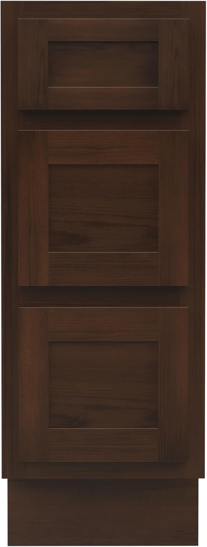 HomeBeyond 12 Inch Bathroom Vanity Base Only, Single Vanity Cabinet with 3 Dove-Tailed Drawers, Composable Floor Mount Cabinets Without Top, Brown