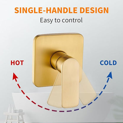 Brushed Gold Tub Shower Faucet Set Complete with 8-Inch Rainfall Shower Head and Tub Spout Included Shower Valve Tub Shower Trim Kit Matte Black