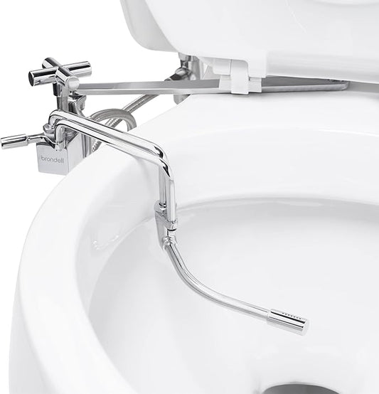 Brondell SMB-15 Side Mounted Manual Bidet Attachment for Toilet Seats with Adjustable Sprayer and Water Pressure, Thin Profile, Chrome (Ambient Temperature)
