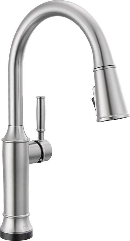 Delta Renaldi Kitchen Faucet with Pull Down Sprayer, Brushed Nickel Kitchen Sink Faucet, Delta ProClean, Lumicoat Arctic Stainless 9184TL-AR-PR-DST