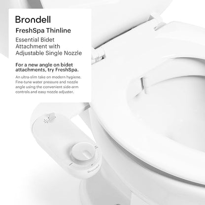 Brondell Fresh Spa Adjustable, Bidet Attachment FSA-15 for Toilet Seats with Adjustable Single Nozzle, Side Arm Control, Thin Profile, White (Ambient Temperature)